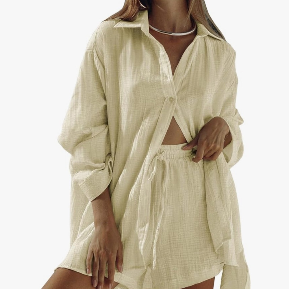Lemon Button-Up Shirt and Shorts Set